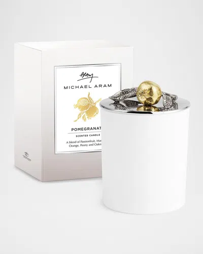 Michael Aram Pomegranate Silver & Gold Single-wick Scented Candle, 8 Oz. In White