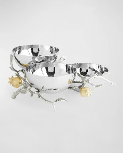 Michael Aram Pomegranate Silver And Gold Triple Bowl In No Color