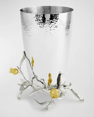 Michael Aram Pomegranate Silver & Gold Vase With 24k Goldplate In Silver And Gold