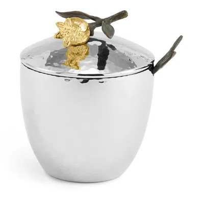 Michael Aram Pomegranate Sugar Pot & Spoon Set In Metallic