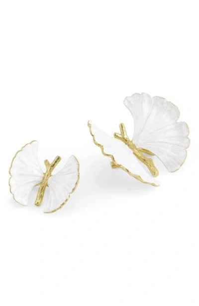Michael Aram Butterfly Ginkgo Gold 2-piece Decorative Objects Set In White