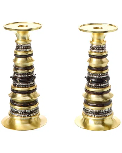 Michael Aram Set Of 2 Naga Candleholders In Multi