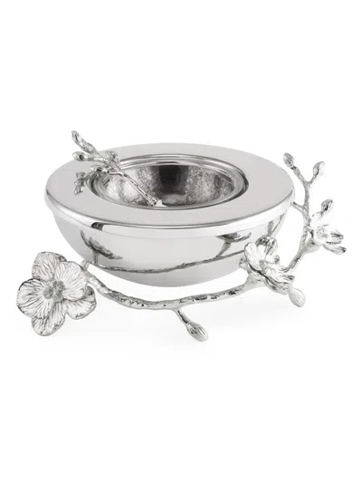 Michael Aram Silver Orchid Caviar Dish & Spoon