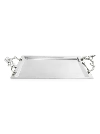 Michael Aram Silver Orchid Large Tray In White