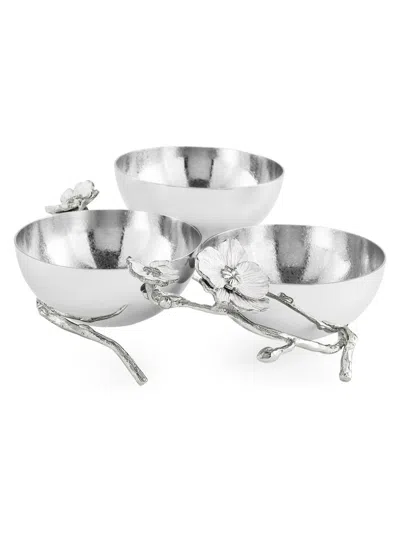 Michael Aram Silver Orchid Triple Bowl