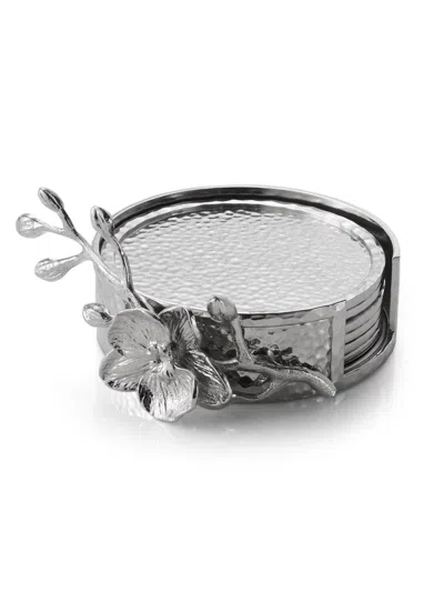 Michael Aram Six-piece White Orchid Coaster In Silver