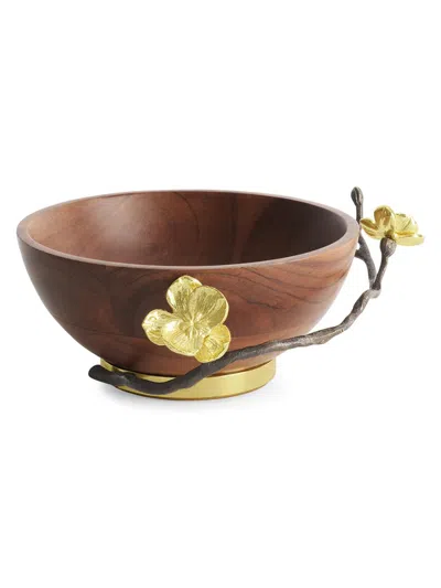 Michael Aram Small Gold Orchid Wood Bowl In Brown
