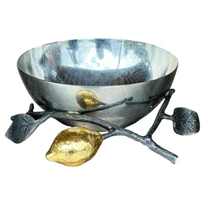 Pre-owned Michael Aram Vintage Boho  Lemonwood Nut Bowl In Gray
