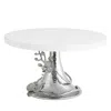 Michael Aram White Orchid Marble Cake Stand In Marble/nickel