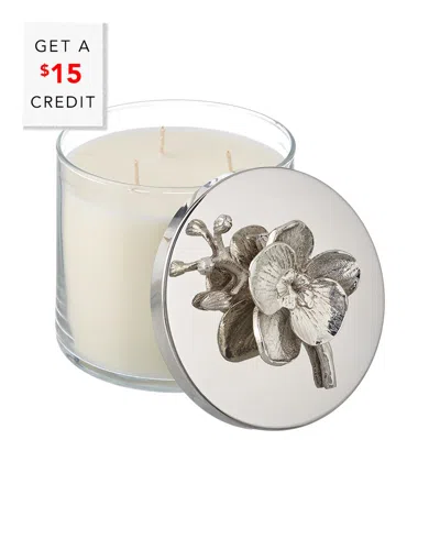 Michael Aram White Orchid Three-wick Candle With $15 Credit In Metallic