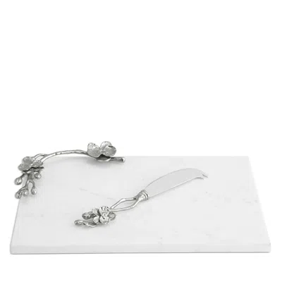 Michael Aram White Orchid Small Cheeseboard With Knife 2 Piece Set In Stainless Steel