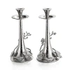Michael Aram Set Of 2 White Orchid Candlesticks In Stainless Steel