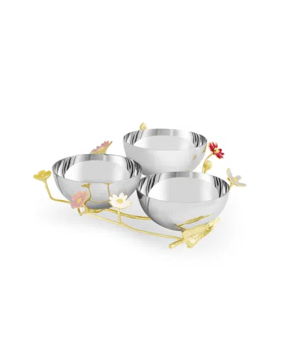 Michael Aram Wildflower 20 Oz. Triple Bowl In Silver