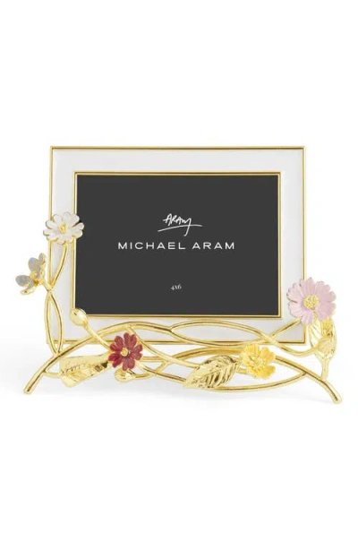Michael Aram Wildflowers Enamel White 4 X 6-inch Picture Frame In Gold