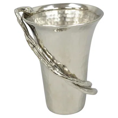 Pre-owned Michael Aram Wisteria Collection Hammered Nickel Silver Plated Small 4" Vase