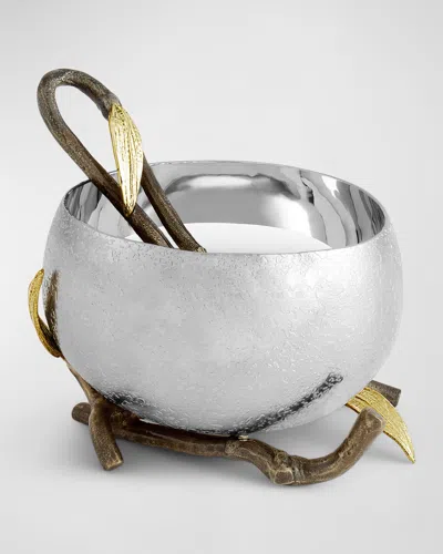 Michael Aram Zen Garden Nut Bowl With Spoon In Silver