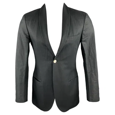 Pre-owned Michael Bastian Size 36 Navy Linen / Cotton Shawl Collar Sport Coat In Blue