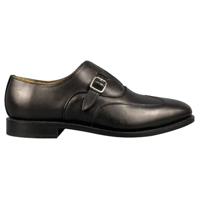 Pre-owned Michael Bastian Size 8.5 Black Leather Monk Strap Lace Up Shoes