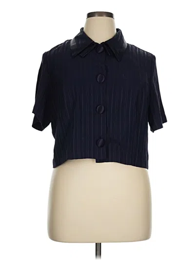 Pre-owned Michael Blake Short Sleeve Blouse In Blue