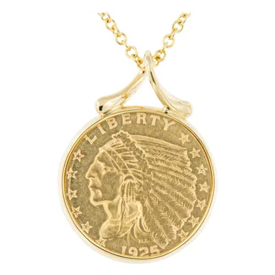 Pre-owned Michael Bondanza 18 Karat Gold Indian Head $2.50 Quarter Eagle Coin Necklace By  In Multi