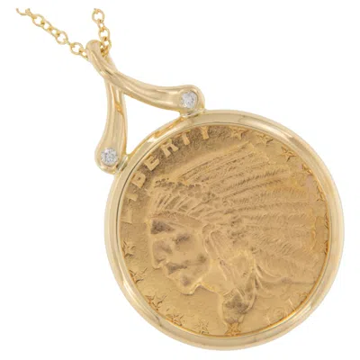 Pre-owned Michael Bondanza 18 Karat Gold Indian Head Quarter Eagle Coin Necklace By  In Multi