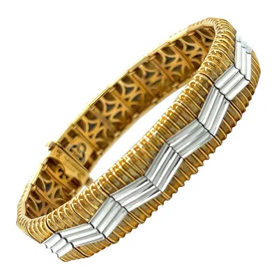 Pre-owned Michael Bondanza 18 Karat Yellow Gold & Platinum Heatwave Bracelet