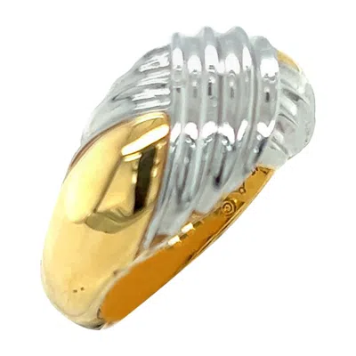 Pre-owned Michael Bondanza 18 Karat Yellow Gold & Platinum"heatwave" Dome Ring