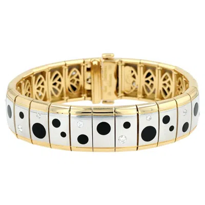 Pre-owned Michael Bondanza 18k Gold & Platinum Polka Dot Bracelet With Diamonds In Multi