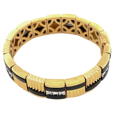 Pre-owned Michael Bondanza 18k Plat Diamond Onyx Bracelet In Black