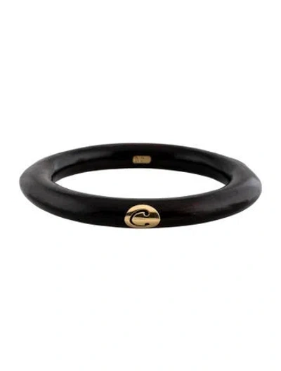 Pre-owned Michael Bondanza 18k Wood Bangle Bracelet, 7.75" In Brown