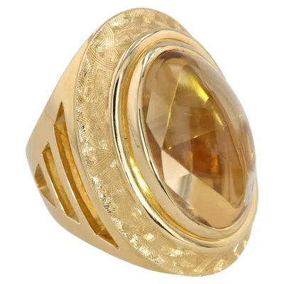 Pre-owned Michael Bondanza 18k Yellow Gold El Dorado Hand-engraved Citrine Ring