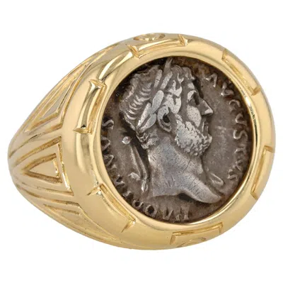 Pre-owned Michael Bondanza 18k Yellow Gold Hadrian Coin Ring