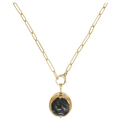 Pre-owned Michael Bondanza 18k Yellow Gold Iberia Greek Coin Pendant