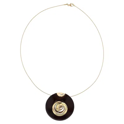 Pre-owned Michael Bondanza 18k Yg Rosewood And Diamond Necklace By  In Multi
