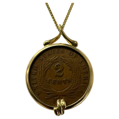 Pre-owned Michael Bondanza 2 Cent Penny Coin Pendant Necklace By  In Multi
