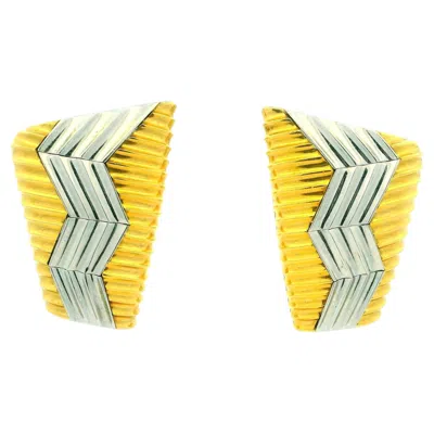 Pre-owned Michael Bondanza “heatwave” Platinum & 18k Gold Sculptural Earrings In Multi