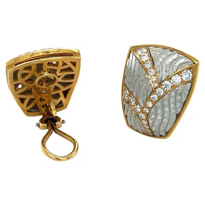 Pre-owned Michael Bondanza Platinum, 18 Karat Yg & 1.37 Carat Diamond "venetian Earrings" In Multi