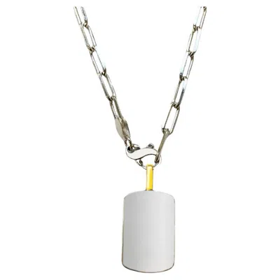 Pre-owned Michael Bondanza Silver And 18k Gold Id Tag Pendant In Multi
