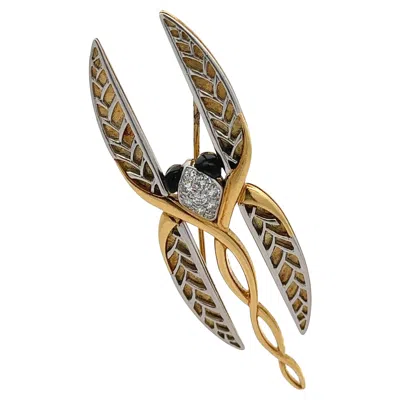 Pre-owned Michael Bondanza Vintage  18k Gold & Platinum Diamond Abstract Spider Pin Brooch In Multi