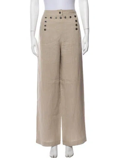 Pre-owned Michael Boris Linen Wide Leg Pants In Neutral