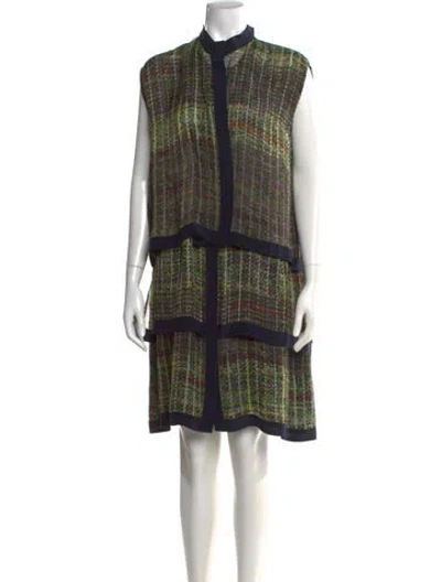 Pre-owned Michael Boris Printed Knee-length Dress In Green