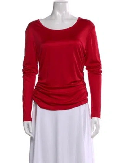 Pre-owned Michael Boris Silk Scoop Neck Top In Red