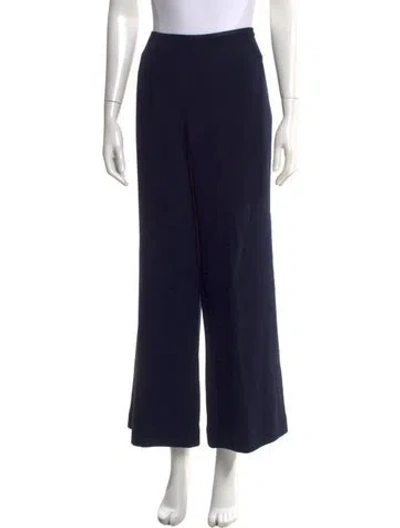 Pre-owned Michael Boris Wool Wide Leg Pants In Blue