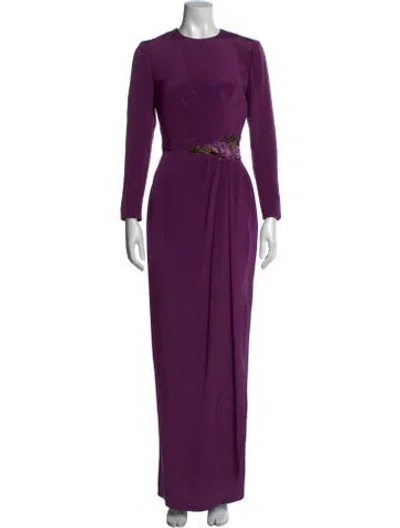 Pre-owned Michael Casey Crew Neck Long Dress In Purple