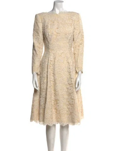 Pre-owned Michael Casey Silk Knee-length Dress In Neutral