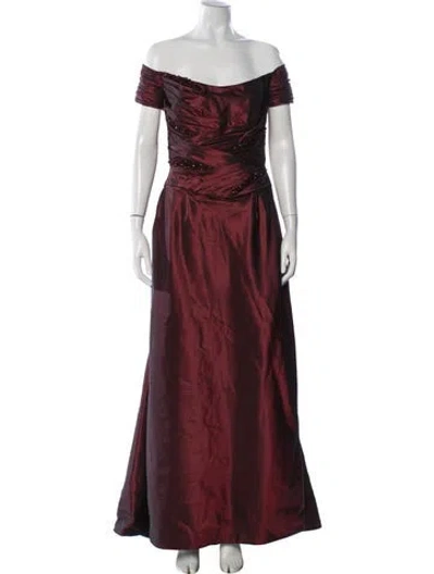Pre-owned Michael Casey Silk Long Dress In Burgundy