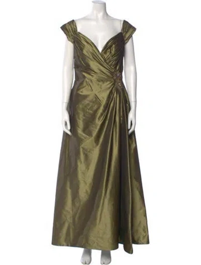 Pre-owned Michael Casey Silk Long Dress In Green