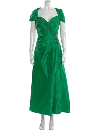 Pre-owned Michael Casey Silk Long Dress In Green
