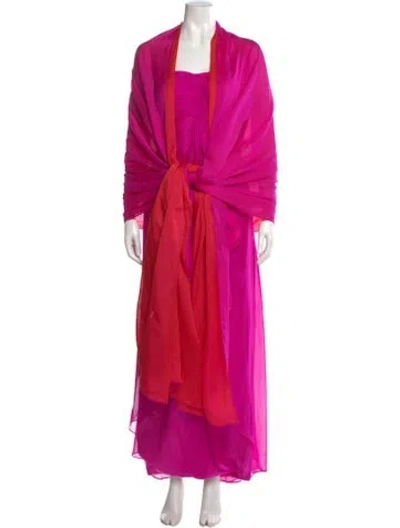 Pre-owned Michael Casey Silk Long Dress In Pink