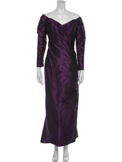 Pre-owned Michael Casey Silk Long Dress In Purple